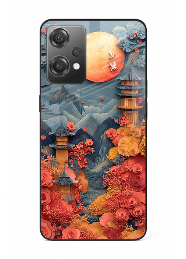 Red Blossom Moon moonlit blossom landscape artwork OnePlus Nord CE2 Lite 5G glass back cover