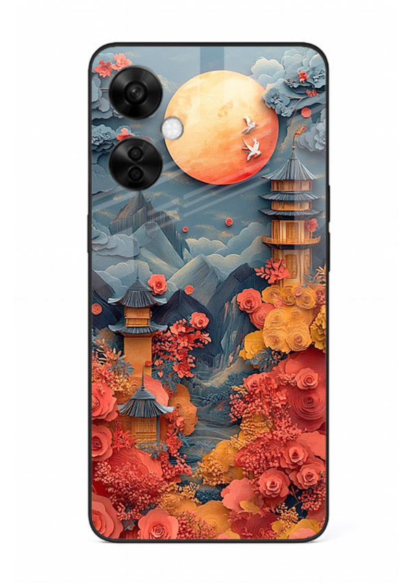 Red Blossom Moon moonlit blossom landscape artwork OnePlus Nord CE3 Lite glass back cover
