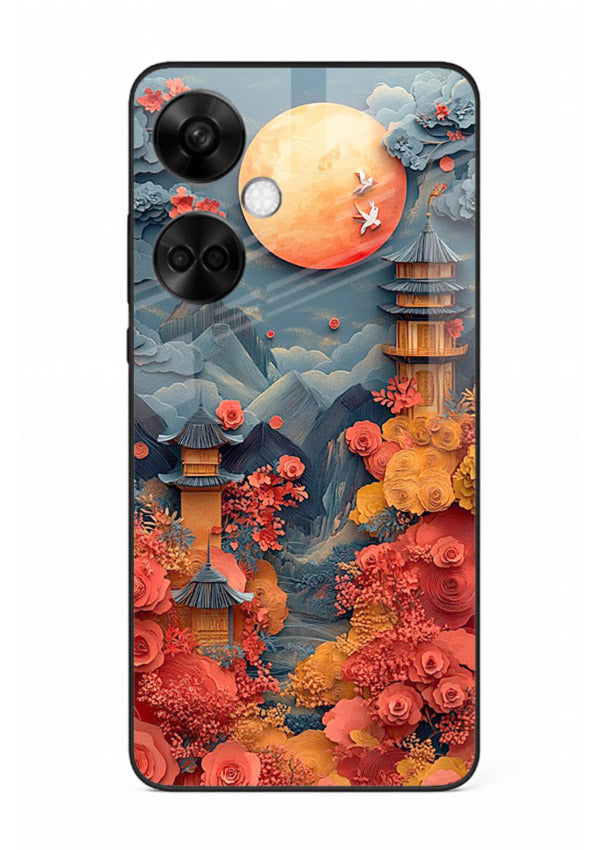 Red Blossom Moon moonlit blossom landscape artwork OnePlus Nord CE3 glass back cover