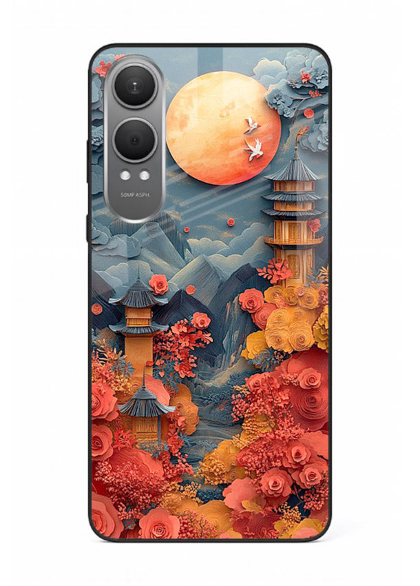 Red Blossom Moon moonlit blossom landscape artwork OnePlus Nord CE4 Lite glass back cover