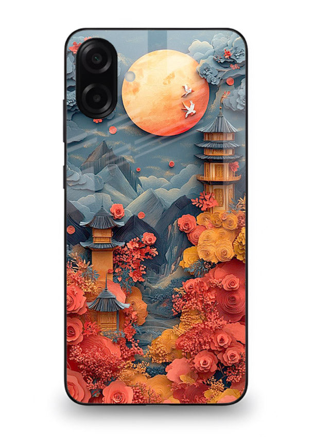 Red Blossom Moon moonlit blossom landscape artwork Samsung A07 4G glass back cover