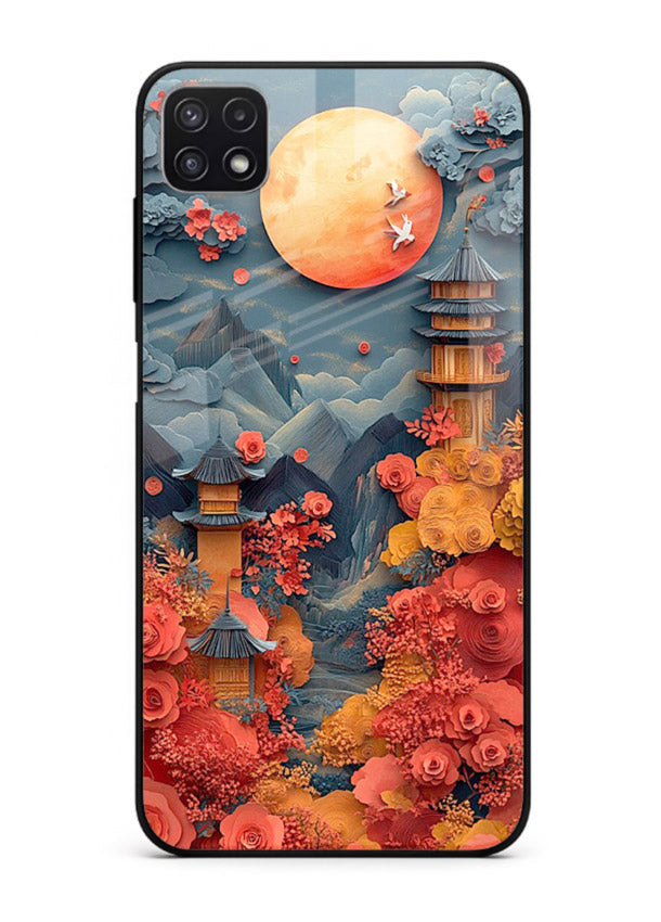 Red Blossom Moon moonlit blossom landscape artwork Samsung F42 5G glass back cover