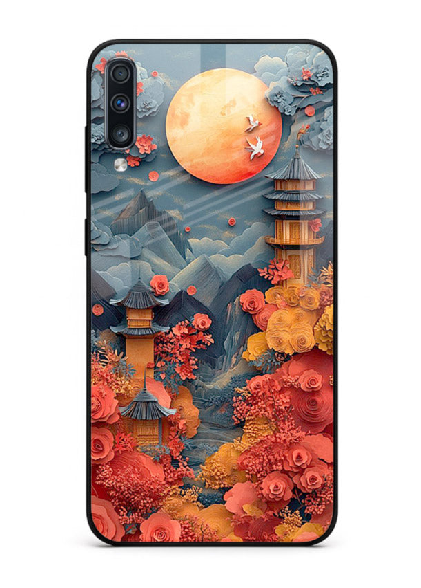 Red Blossom Moon moonlit blossom landscape artwork Samsung A70 glass back cover