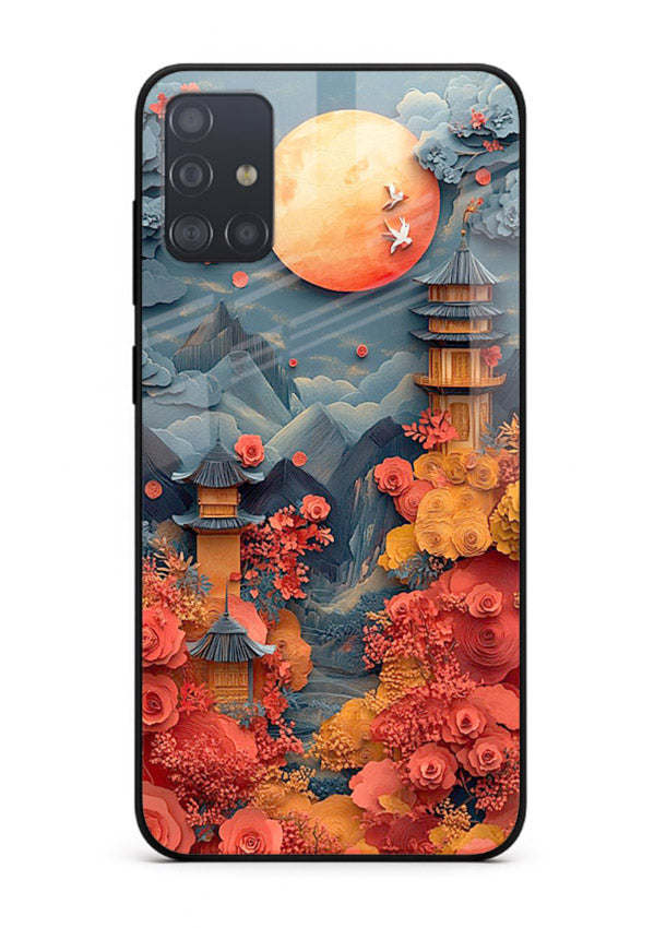 Red Blossom Moon moonlit blossom landscape artwork Samsung A51 glass back cover