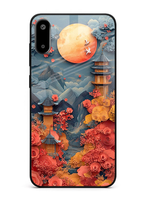 Red Blossom Moon moonlit blossom landscape artwork Samsung F06 5G glass back cover