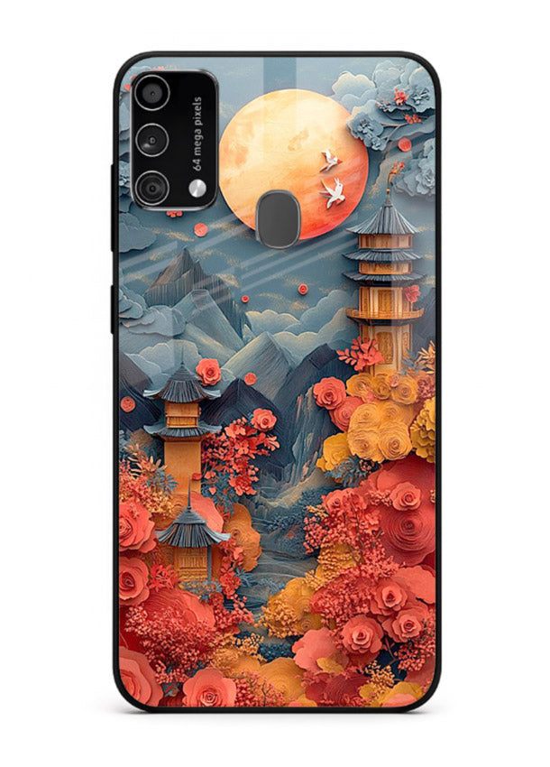 Red Blossom Moon moonlit blossom landscape artwork Samsung F41 glass back cover