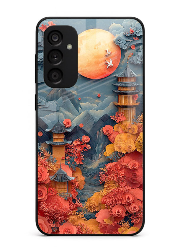Red Blossom Moon moonlit blossom landscape artwork Samsung F54 5G glass back cover