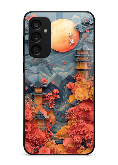 Red Blossom Moon moonlit blossom landscape artwork Samsung A34 5G glass back cover