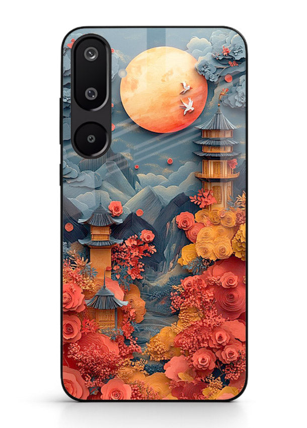 Red Blossom Moon moonlit blossom landscape artwork Samsung M16 5G glass back cover