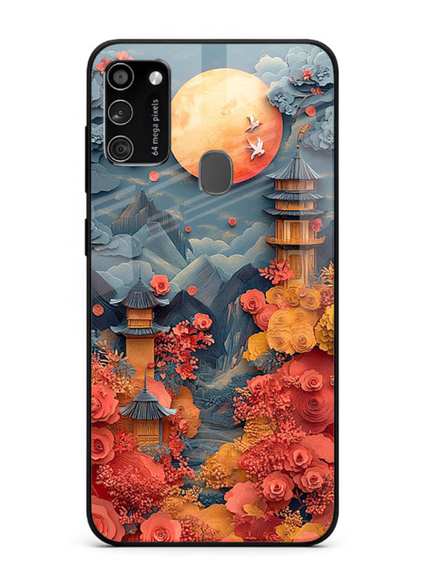 Red Blossom Moon moonlit blossom landscape artwork Samsung M30s glass back cover