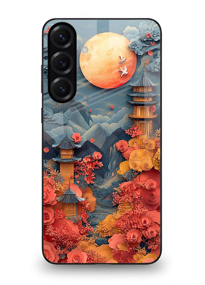 Red Blossom Moon moonlit blossom landscape artwork Samsung M34 5G glass back cover