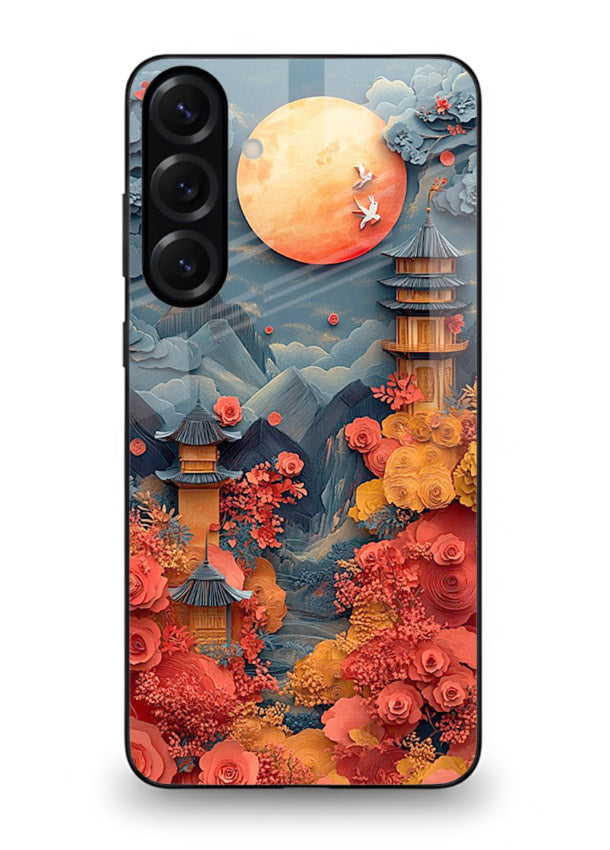 Red Blossom Moon moonlit blossom landscape artwork Samsung A16 5G glass back cover
