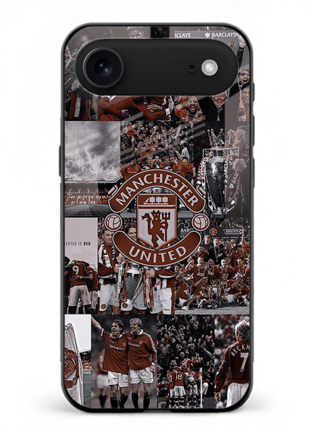 Football collage artwork printed on glossy tempered glass iPhone 18 Air back cover