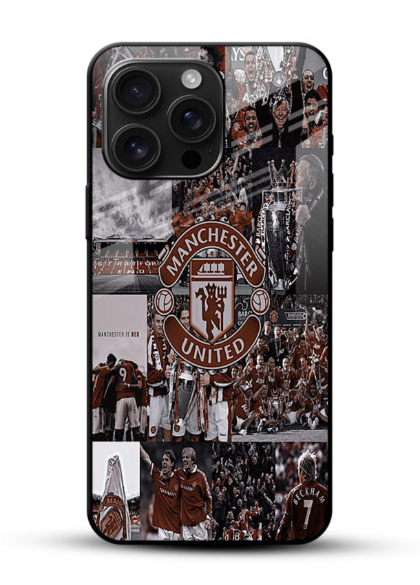 Football collage artwork printed on glossy tempered glass phone back cover - 1