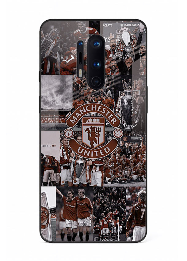 Football collage artwork printed on glossy tempered glass OnePlus 8 Pro back cover