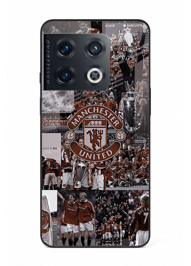 Football collage artwork printed on glossy tempered glass OnePlus 10 Pro back cover