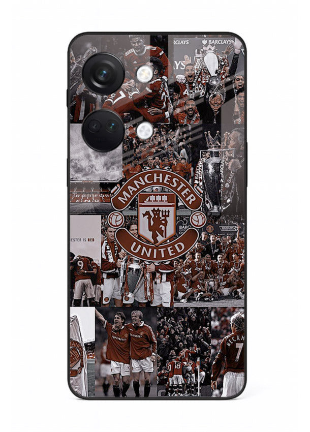 Football collage artwork printed on glossy tempered glass OnePlus Nord 3 back cover