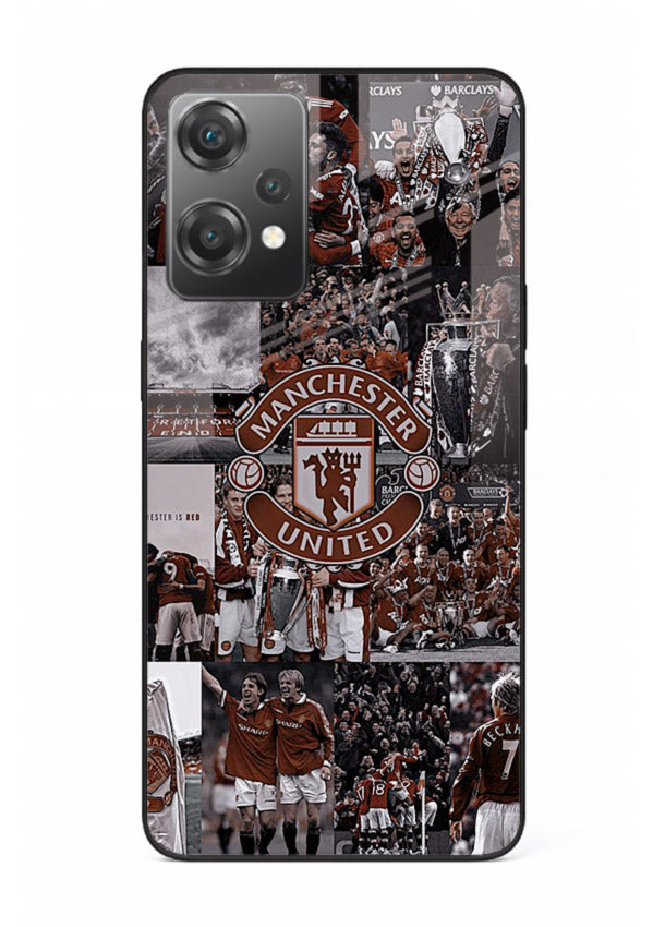 Football collage artwork printed on glossy tempered glass OnePlus Nord CE2 Lite 5G back cover