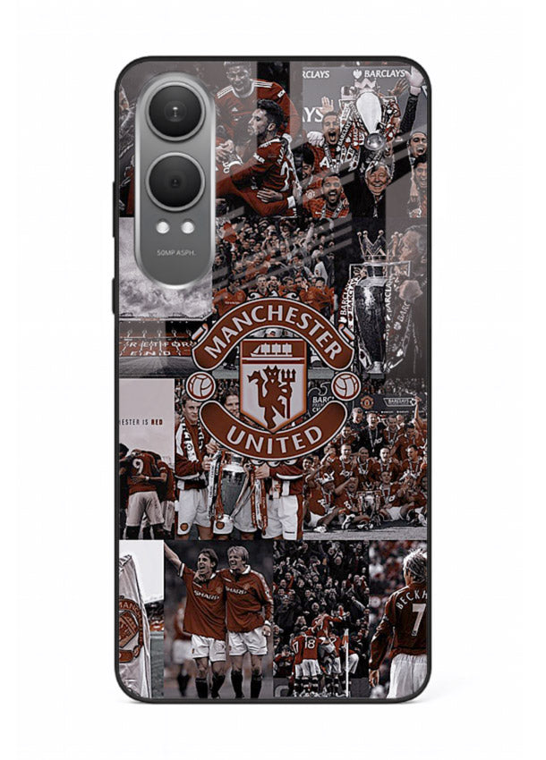Football collage artwork printed on glossy tempered glass OnePlus Nord CE4 Lite back cover