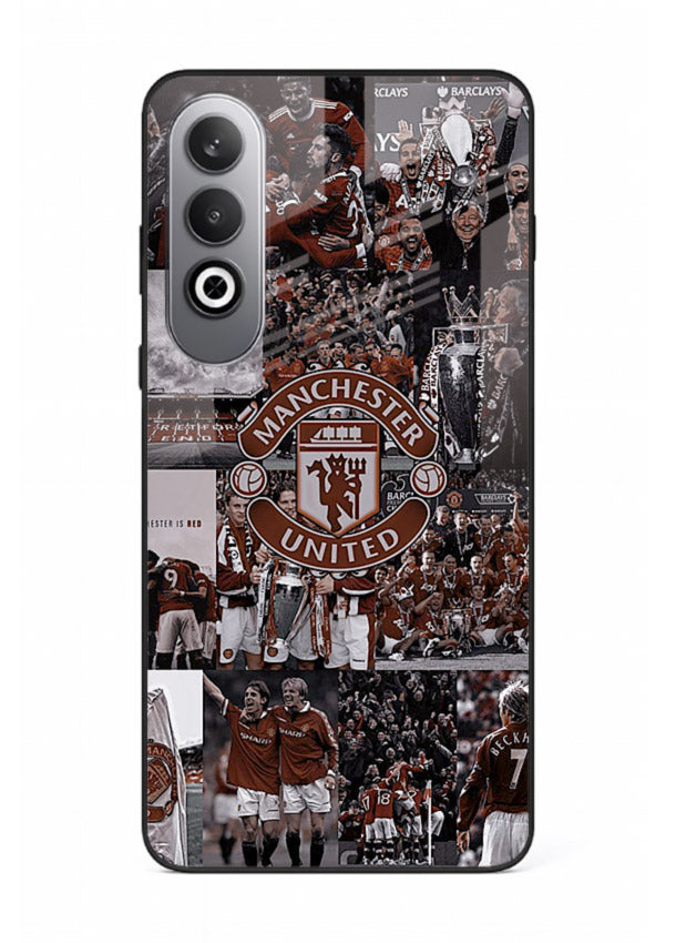 Football collage artwork printed on glossy tempered glass OnePlus Nord CE4 back cover