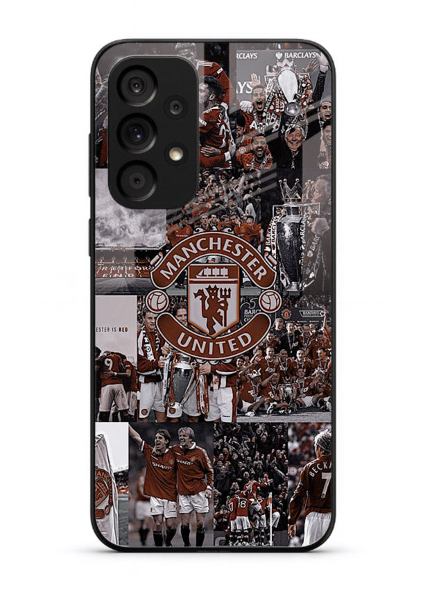 Football collage artwork printed on glossy tempered glass Samsung A33 5G back cover