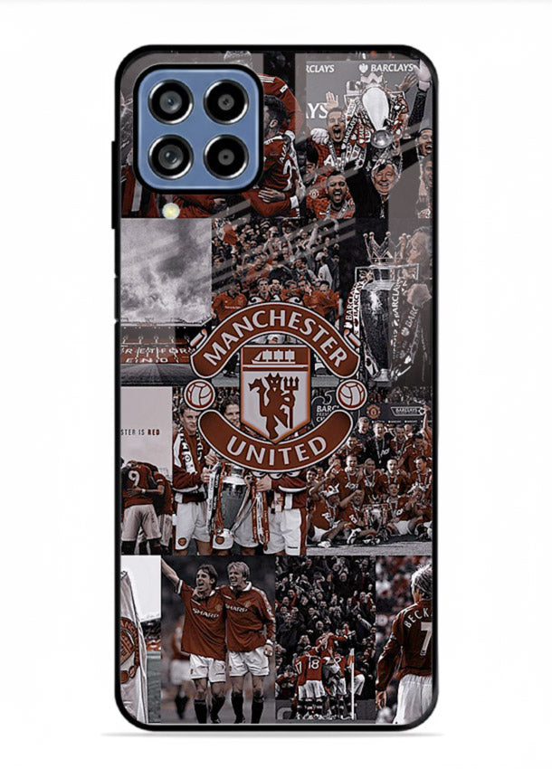 Football collage artwork printed on glossy tempered glass Samsung A22 4G back cover