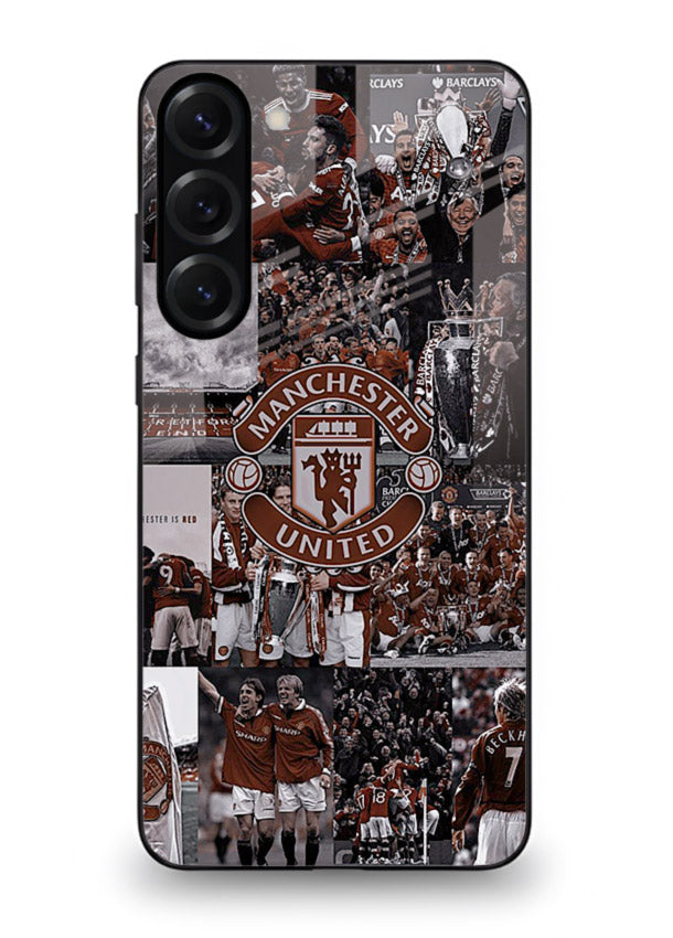 Football collage artwork printed on glossy tempered glass Samsung S23 Plus back cover