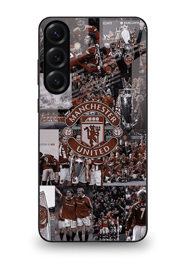 Football collage artwork printed on glossy tempered glass Samsung M34 5G back cover