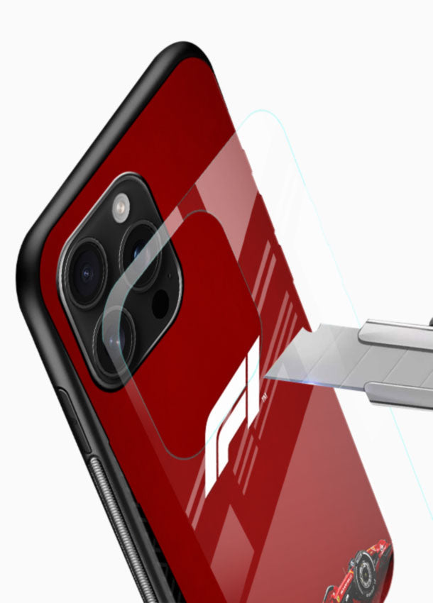 Red F1 Minimal glass back cover with F1 logo and race car design - 4