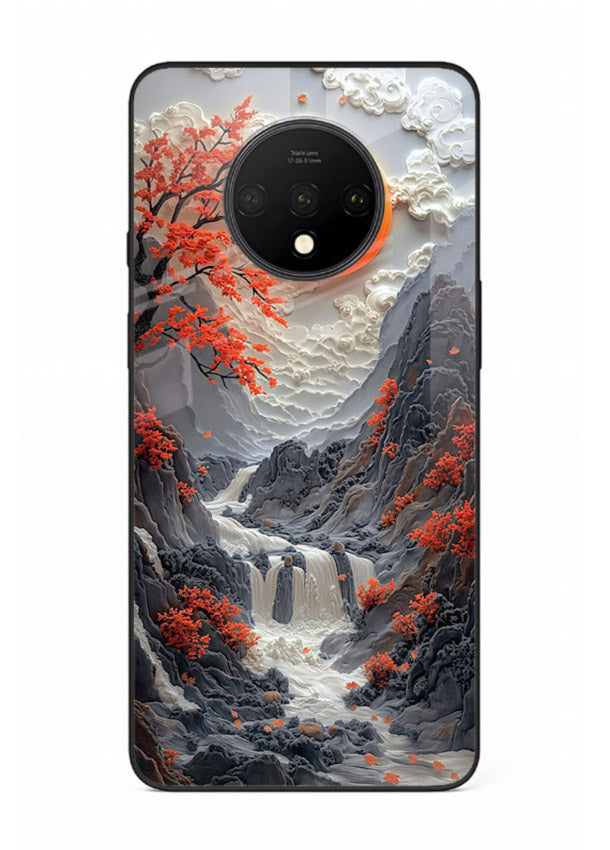 Red Forest Waterfall dramatic red forest waterfall artwork OnePlus 7T glass back cover