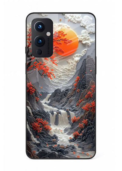 Red Forest Waterfall dramatic red forest waterfall artwork OnePlus 9 Pro glass back cover