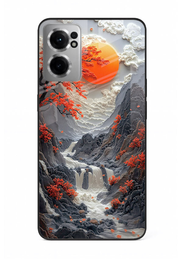 Red Forest Waterfall dramatic red forest waterfall artwork OnePlus Nord CE2 5G glass back cover