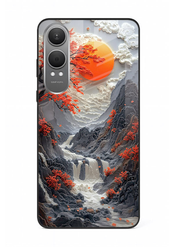 Red Forest Waterfall dramatic red forest waterfall artwork OnePlus Nord CE4 Lite glass back cover