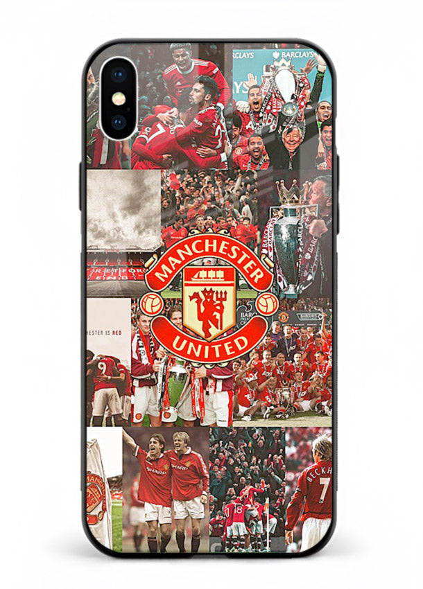 Football team montage printed on premium tempered glass iPhone XS Max back cover
