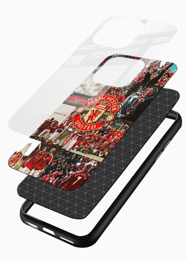 Football team montage printed on premium tempered glass phone back cover - 3