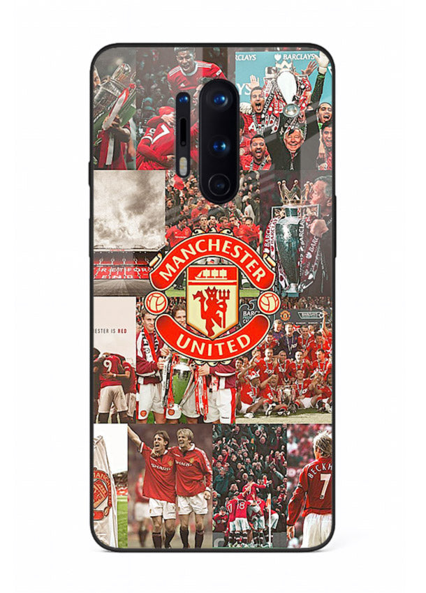 Football team montage printed on premium tempered glass OnePlus 8 Pro back cover