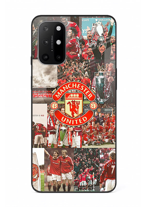Football team montage printed on premium tempered glass OnePlus 8T back cover