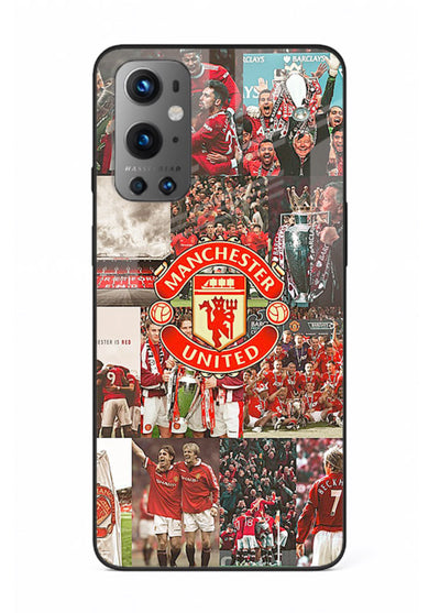 Football team montage printed on premium tempered glass OnePlus 9 back cover