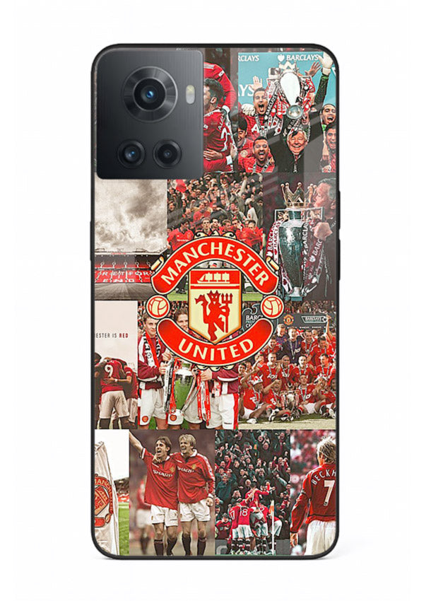 Football team montage printed on premium tempered glass OnePlus 10R back cover