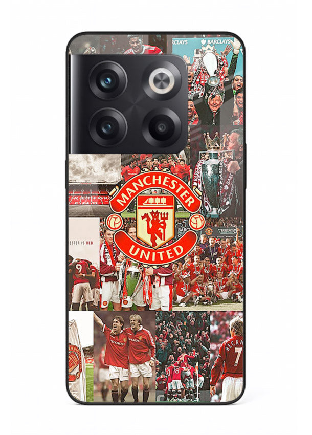Football team montage printed on premium tempered glass OnePlus 10T back cover