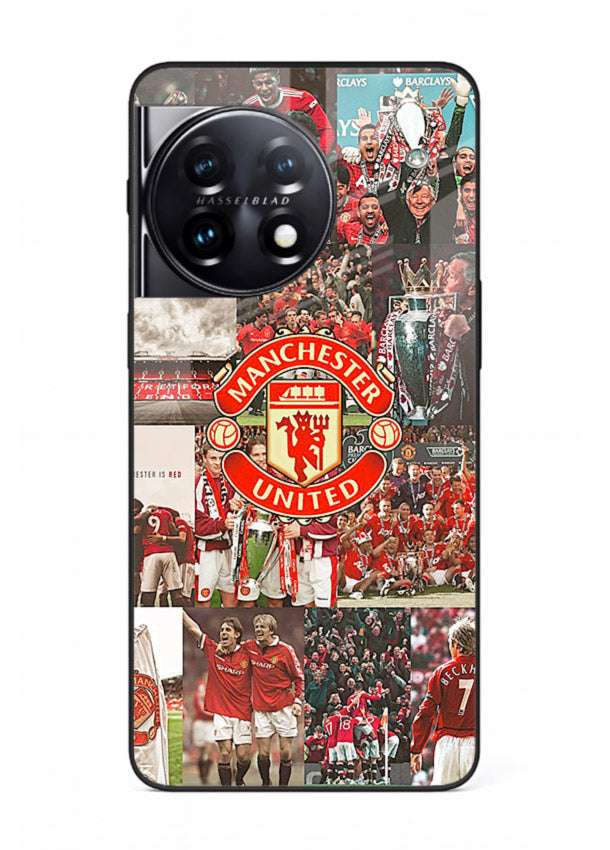 Football team montage printed on premium tempered glass OnePlus 11R back cover