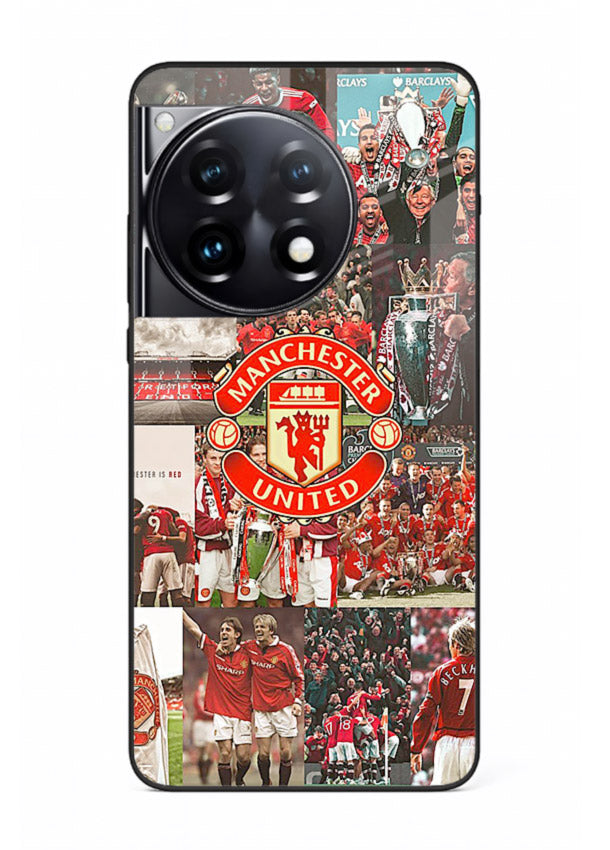 Football team montage printed on premium tempered glass OnePlus 12R back cover
