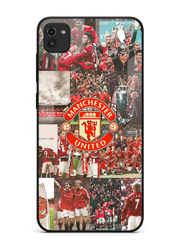 Football team montage printed on premium tempered glass Samsung A03 back cover