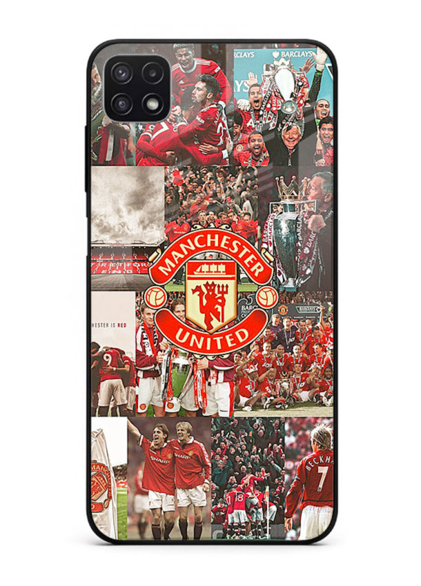 Football team montage printed on premium tempered glass Samsung F42 5G back cover