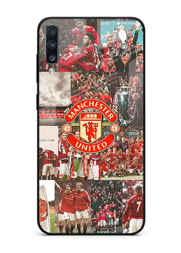 Football team montage printed on premium tempered glass Samsung A50 back cover