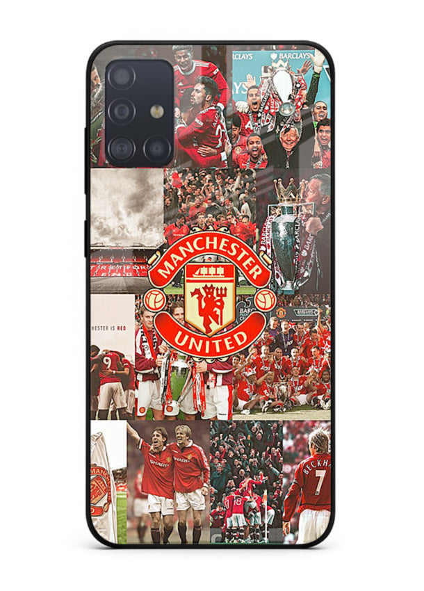Football team montage printed on premium tempered glass Samsung A71 back cover