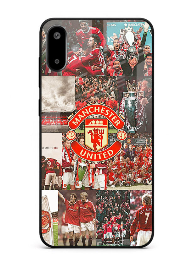 Football team montage printed on premium tempered glass Samsung F06 5G back cover