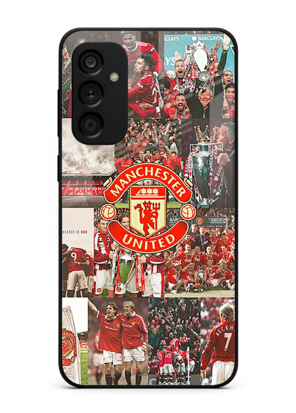Football team montage printed on premium tempered glass Samsung F23 5G back cover
