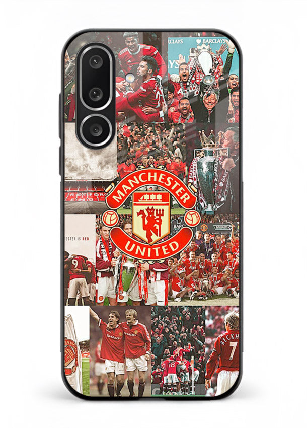 Football team montage printed on premium tempered glass Samsung F56 5G back cover