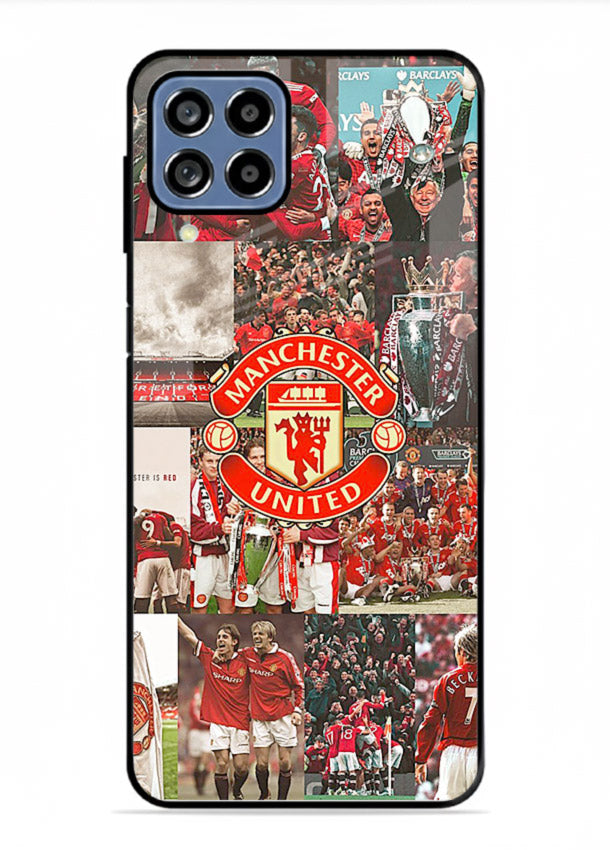 Football team montage printed on premium tempered glass Samsung F12 5G back cover